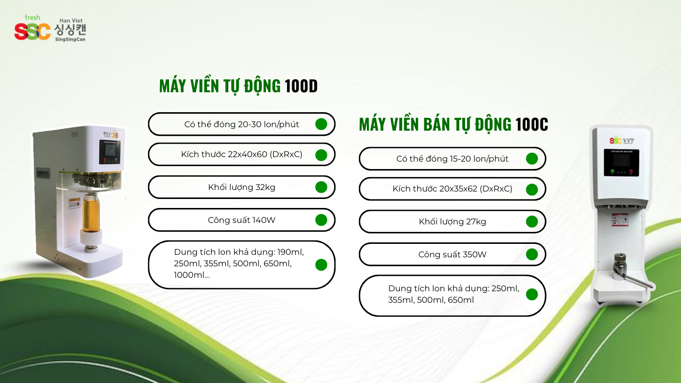 Máy viền mí lon SSC 100D và 100C