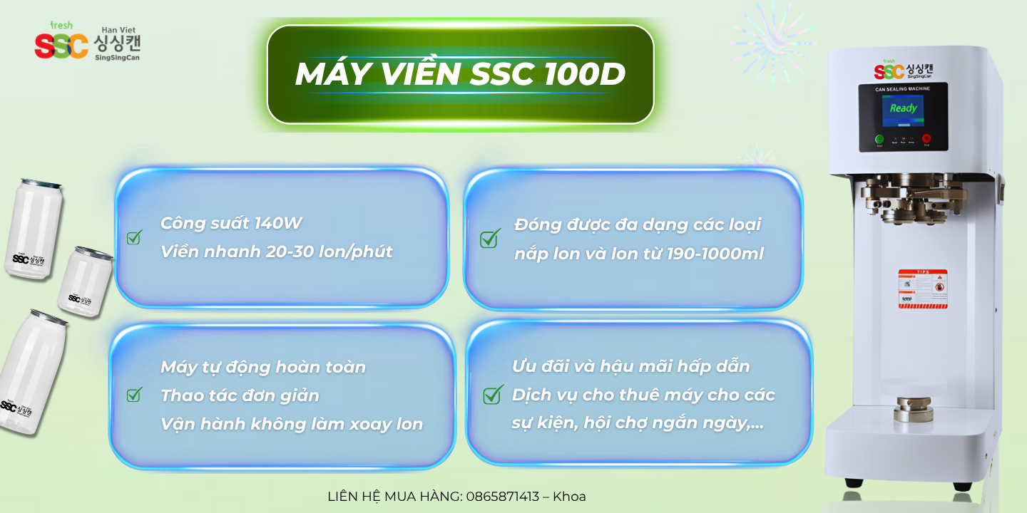 Nước trái cây đóng lon và 3 bước sản xuất chuẩn nhà máy 9 Máy đóng nắp lon 100D
