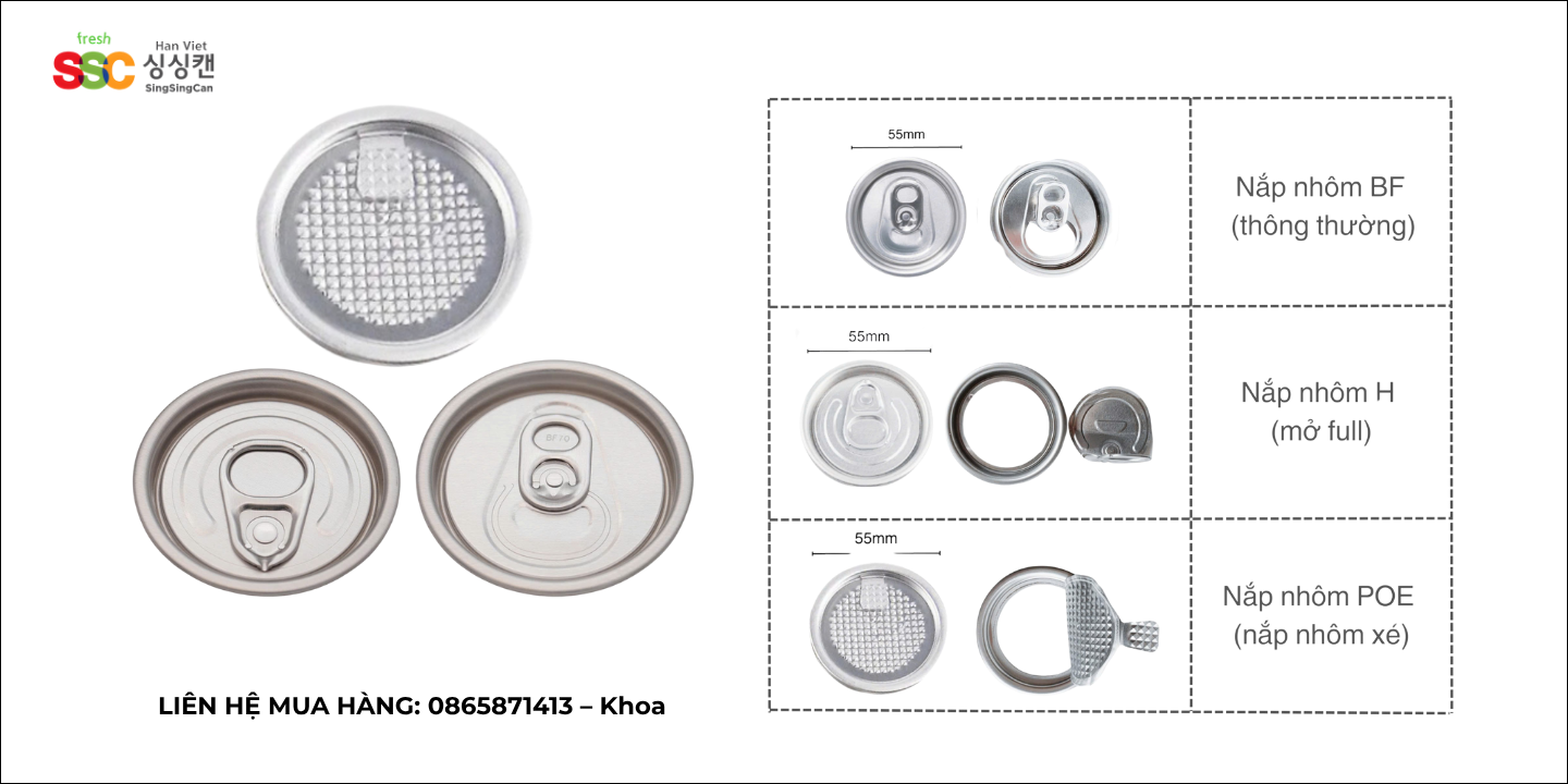 Mua nắp nhôm xé, giá tốt, giao hàng nhanh tại quận 7 TPHCM 9 Nắp nhôm BF - Nắp nhôm H và nắp nhôm xé POE