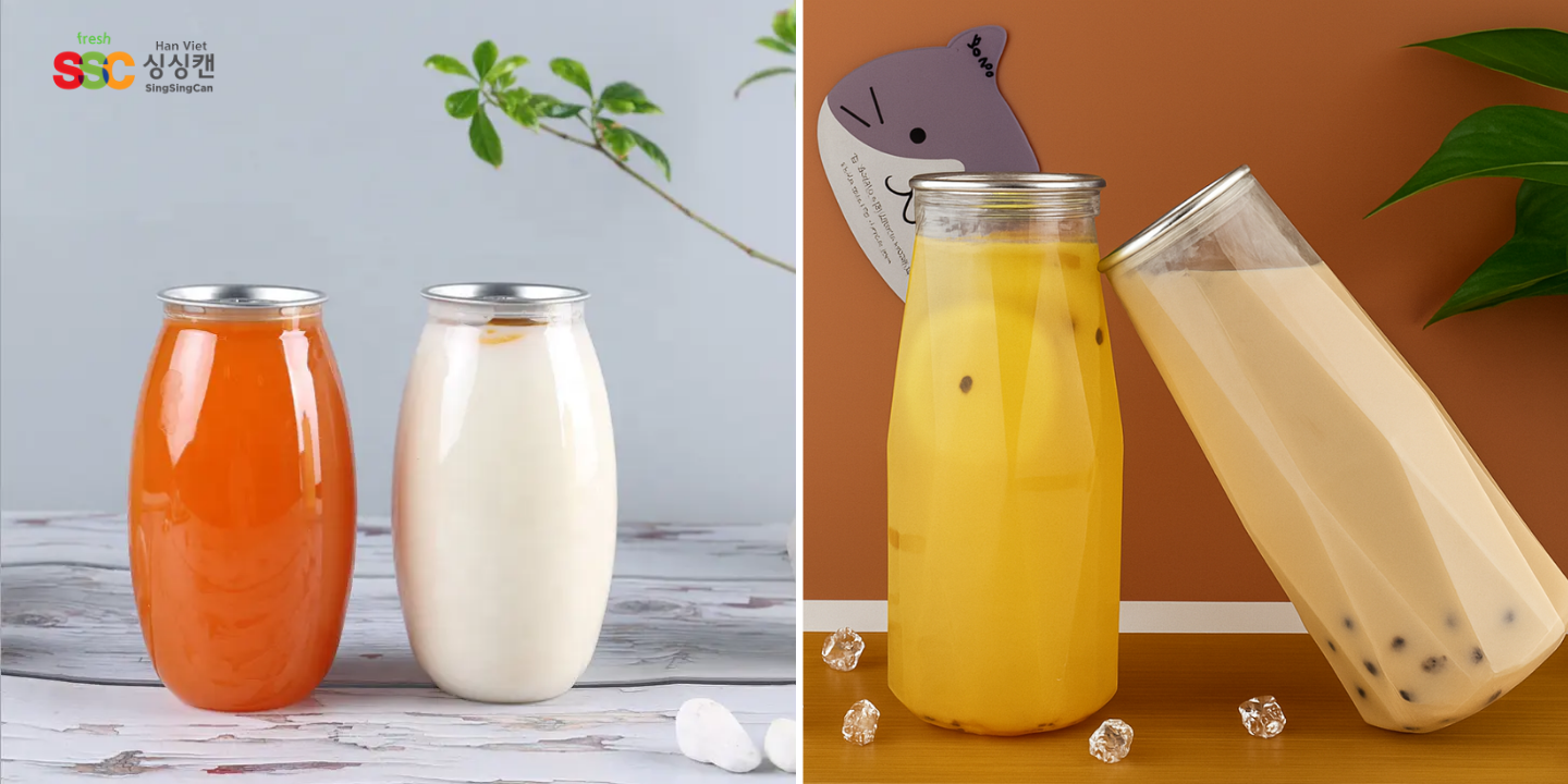 Lon nhựa PET nắp nhôm 500ML mẫu Oval và Crystal