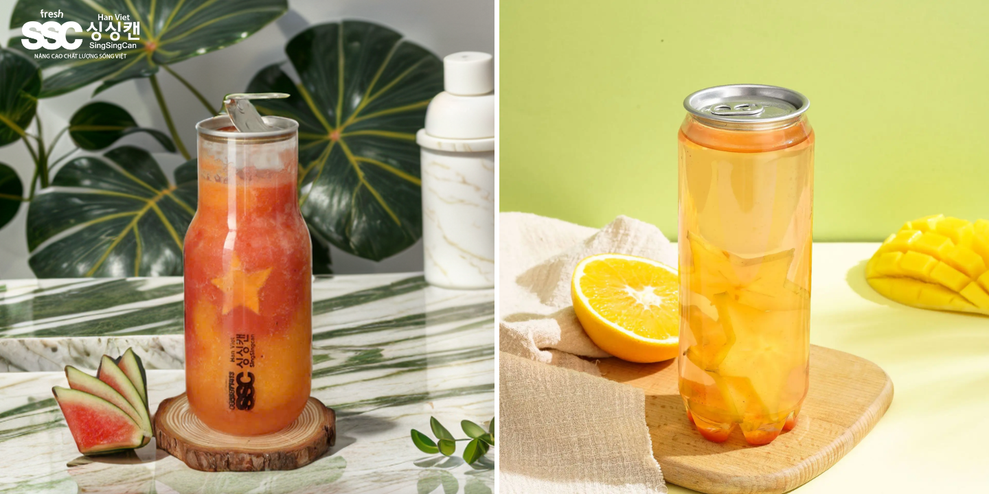 Lon nhựa PET nắp nhôm 500ML mẫu Vase và mẫu dành cho nước có Gas