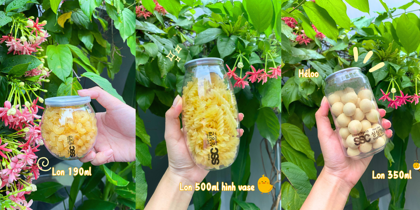 Lon nhựa nắp xé đựng thực phẩm, hạt