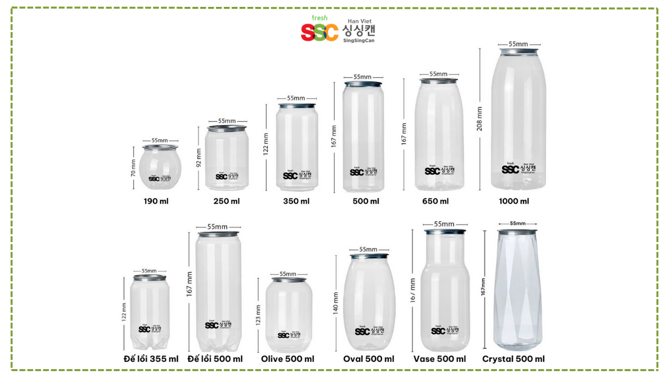 Một số mẫu lon nhựa giá sỉ