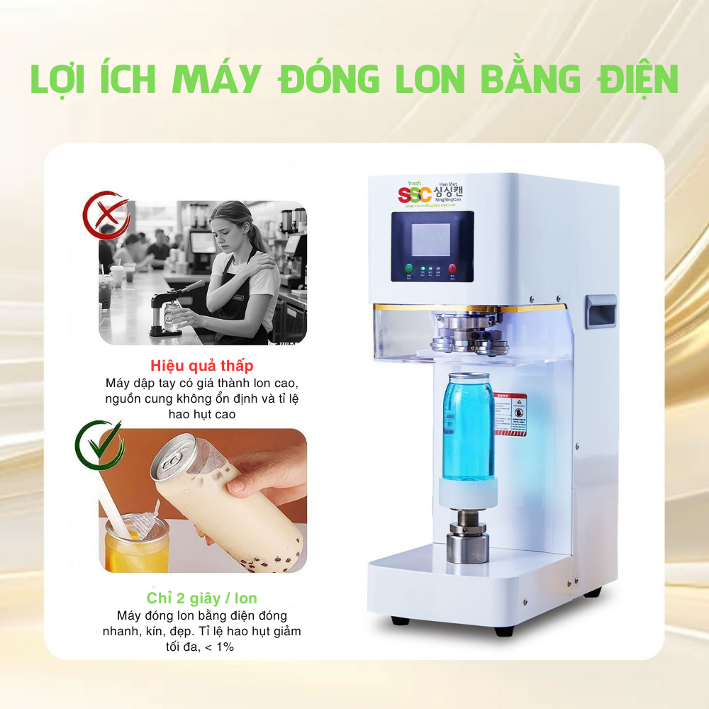 So sánh máy dập lon thủ công và máy đóng lon bằng điện